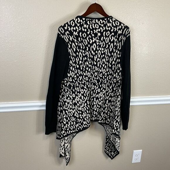 Two Sisters Women Animal Print Open Cardigan Sweater M L Cozy Warm Oversized - Picture 6 of 12